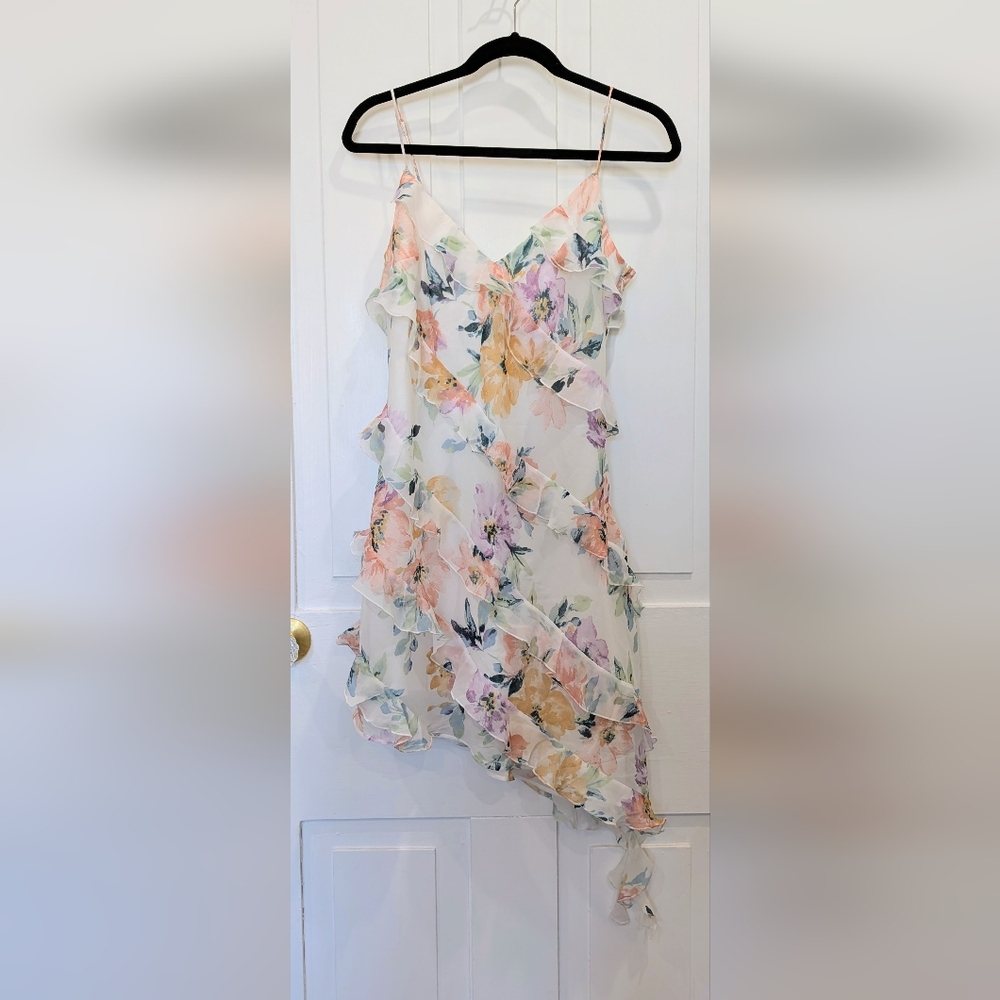 Abercrombie & Fitch Floral Asymmetrical Ruffle Dress | Medium